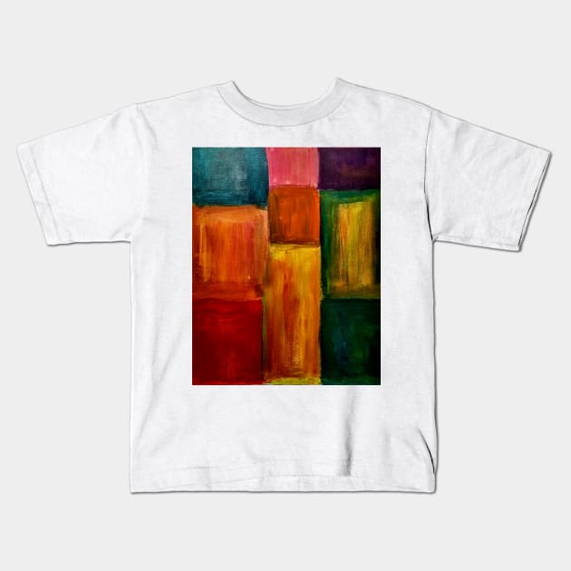 Abstract painting of colorblock Kids T-Shirt by kkartwork